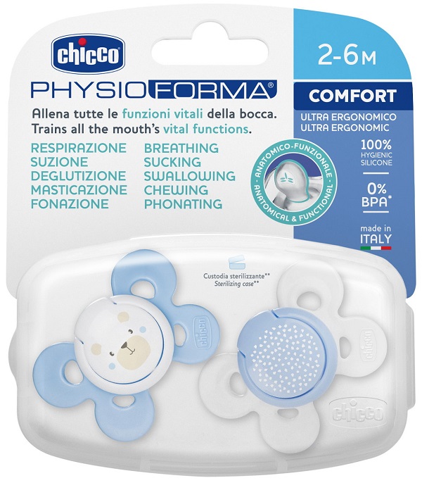 CHICCO SUCCHIETTO COMFORT BOY SILICONE 2-6 MESI 2 PEZZI - Farmadillo