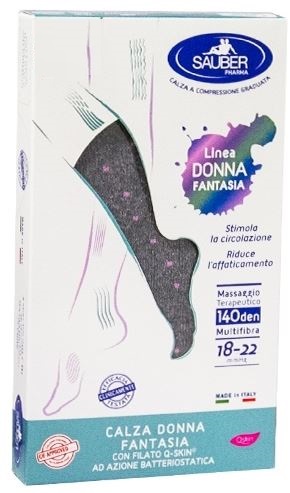 SAUBER CALZA DONNA FANTASIA FILATO Q-SKIN 140 DEN GRIGIO POIS ROSA TAGLIA M - Farmadillo