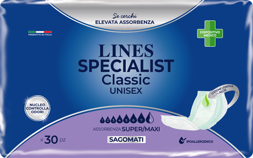 PANNOLONE SAGOMATO LINES SPECIALIST CLASSIC MAXI 30 PEZZI - Farmadillo