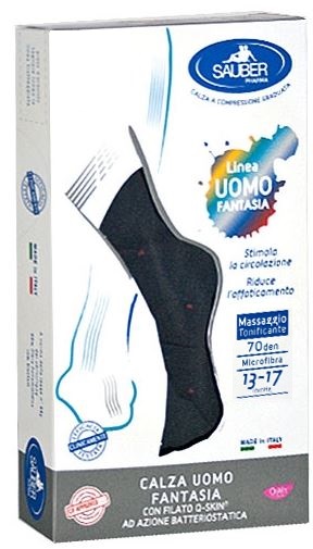 SAUBER CALZA UOMO FANTASIA Q-SKIN 70 DEN BLU POIS ROSSI TAGLIA G - Farmadillo