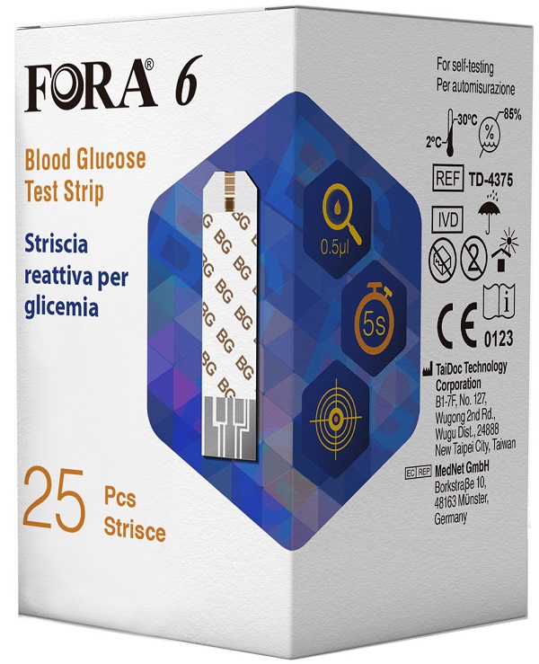 STRISCE MISURAZIONE GLICEMIA FORA 6 CONNECT BOX DA 25 PEZZI - Farmadillo