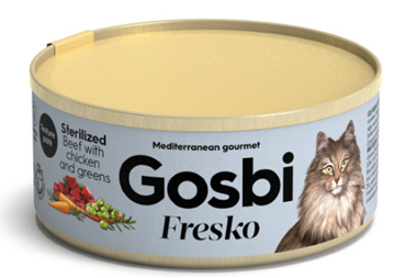 GOSBI FRESKO CAT STERILIZED BEEF CHICKEN GREENS 70 G - Farmadillo
