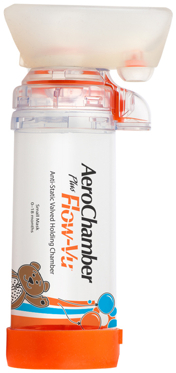 CAMERA DI TENUTA CON VALVOLA AEROCHAMBER PLUS FLOW VU PEDIATRICO SMALL 0-18 MESI - Farmadillo