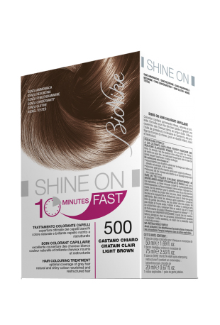BIONIKE SHINE ON FAST TRATTAMENTO COLORANTE CAPELLI CASTANO CHIARO 500 FLACONE 60 ML + TUBO 60 ML - Farmadillo