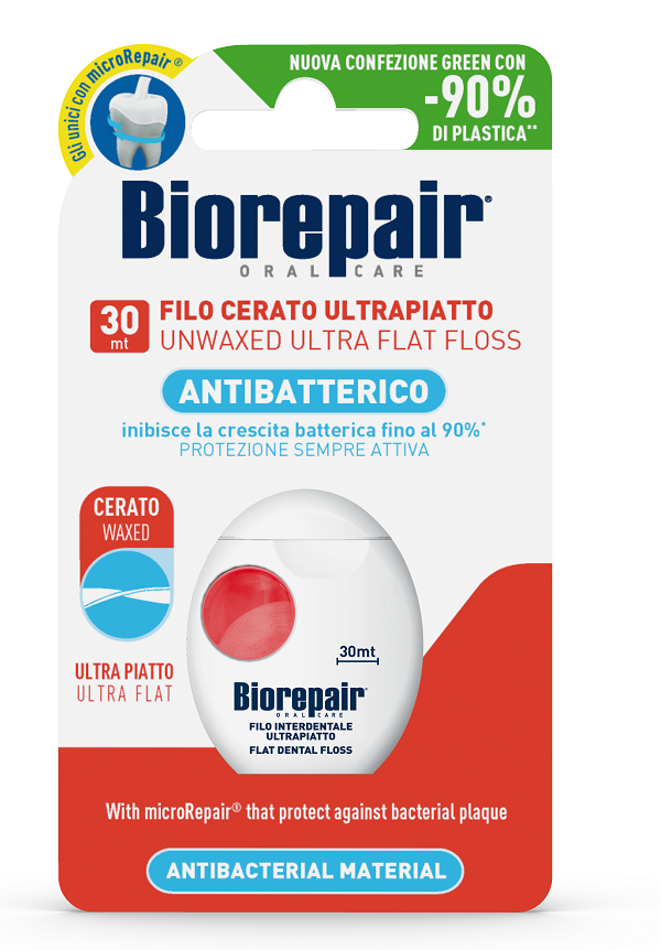 BIOREPAIR ORAL CARE ANTIBATTERICO FILO NON CERATO ULTRAPIATTO DENTI SENSIBILI 25+5 METRI - Farmadillo