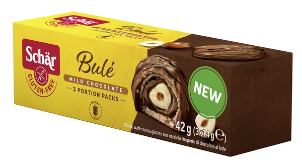 SCHAR BULE' CIALDE WAFER CON NOCCIOLA RICOPERTE DI CIOCCOLATO AL LATTE 3 PORZIONI DA 14 G - Farmadillo