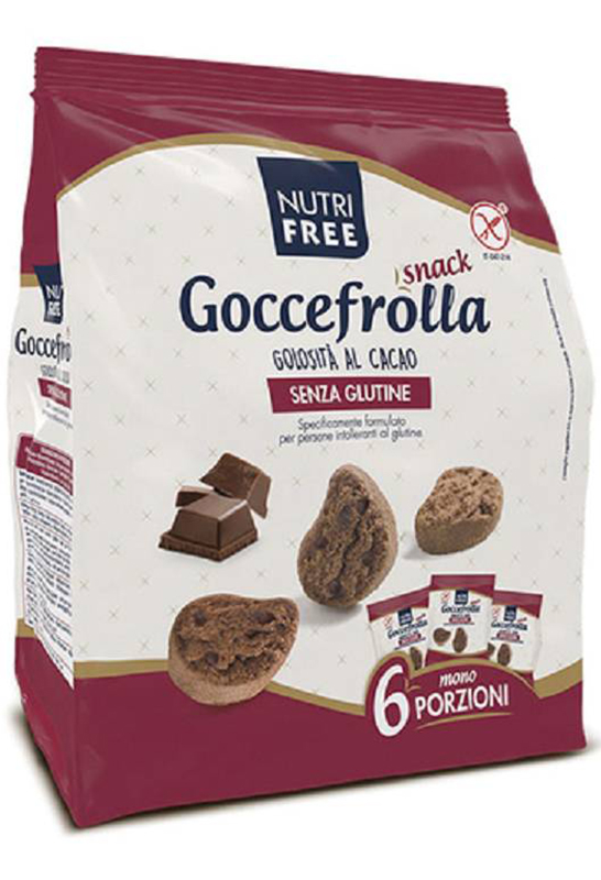 NUTRIFREE GOCCEFROLLA SNACK GOLOSITA' AL CACAO SENZA LATTOSIO 6 MONOPORZIONI DA 40 G - Farmadillo