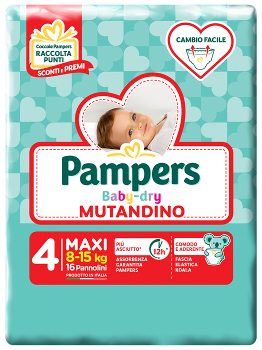 PAMPERS BABY DRY MUTANDINA MAXI 4 SMALL PACK 16 PEZZI - Farmadillo
