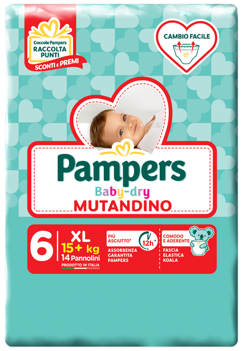PAMPERS BABY DRY MUTANDINA XL 6 SMALL PACK 14 PEZZI - Farmadillo