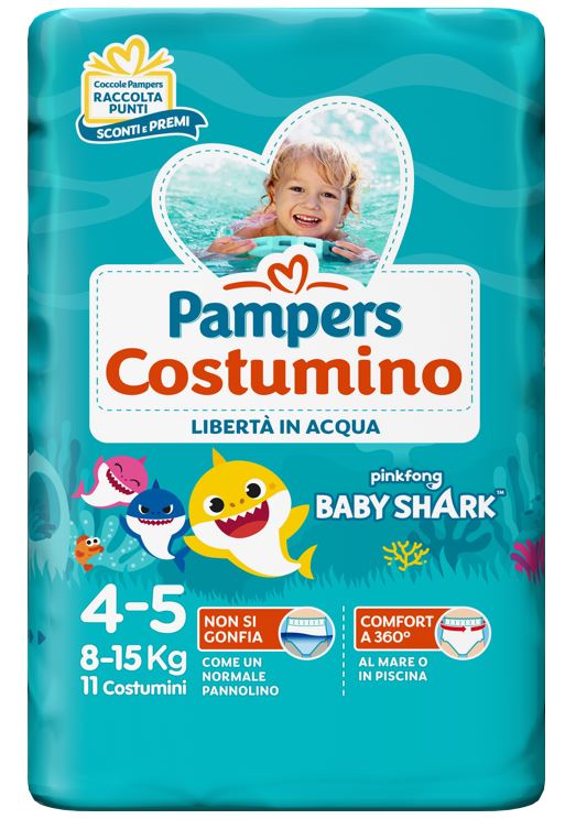 PAMPERS COSTUMINO BABY SHARK CP S 4-5 11 PEZZI - Farmadillo