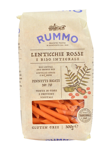 RUMMO PENNETTE RIGATE N 70 LENTICCHIE ROSSE E RISO INTEGRALE 300 G - Farmadillo