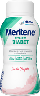 MERITENE RESOURCE DIABET FRAGOLA ALIMENTO IPERPROTEICO 28 VITAMINE E MINERALI 200 ML - Farmadillo