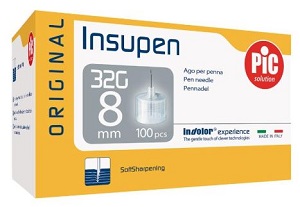AGO PER PENNA PIC INSUPEN ORIGINAL GAUGE 32X8 MM 100 PEZZI - Farmadillo