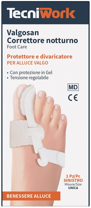 CORRETTORE NOTTURNO PER ALLUCE VALGO SINISTRO MISURA UNICA VALGOSAN 1 PEZZO - Farmadillo