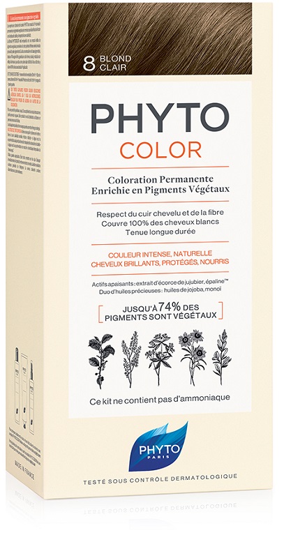 PHYTOCOLOR 8 BIONDO CHIARO 1 LATTE + 1 CREMA + 1 MASCHERA + 1 PAIO DI GUANTI - Farmadillo