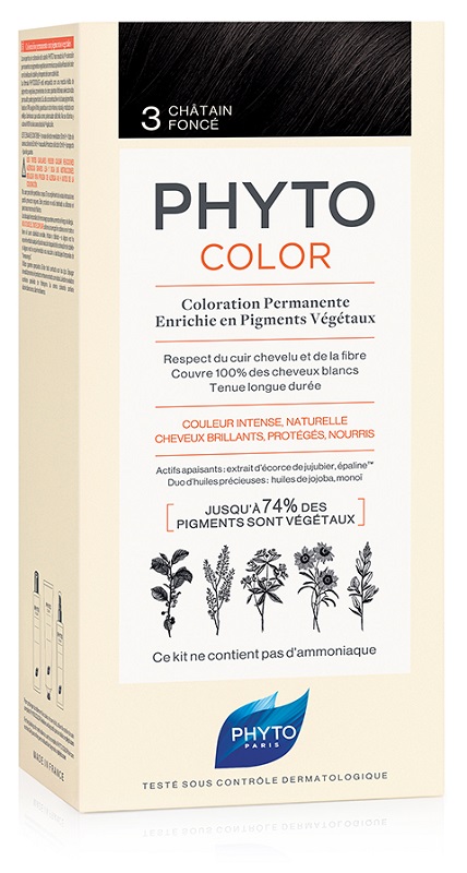 PHYTOCOLOR 3 CASTANO SCURO 1 LATTE + 1 CREMA + 1 MASCHERA + 1 PAIO DI GUANTI - Farmadillo