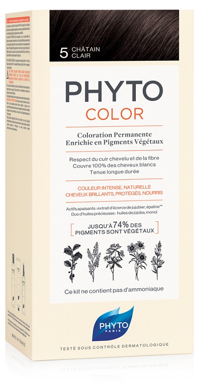 PHYTOCOLOR 5 CASTANO CHIARO 1 LATTE + 1 CREMA + 1 MASCHERA + 1 PAIO DI GUANTI - Farmadillo