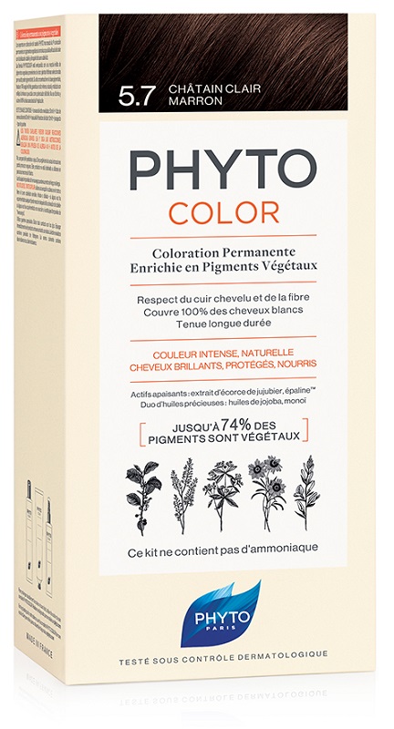 PHYTOCOLOR 5,7 CASTANO CHIARO TAB LATTE + CREMA + MASCHERA + 1 PAIO DI GUANTI - Farmadillo