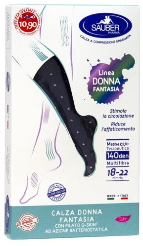 SAUBER CALZA DONNA FANTASIA FILATO Q-SKIN 140 DEN JEANS POIS BIANCHI TAGLIA M PROMO - Farmadillo