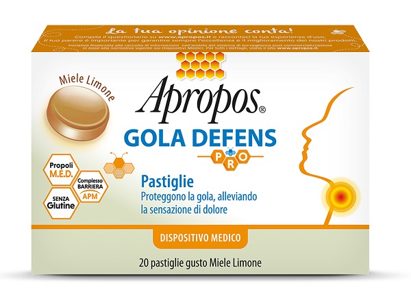 APROPOS GOLA DEFENS PRO 20 PASTIGLIE MIELE LIMONE - Farmadillo