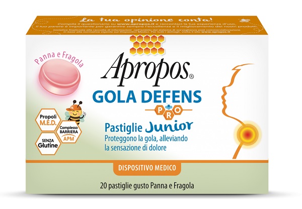 APROPOS GOLA DEFENS PRO 20 PASTIGLIE JUNIOR PANNA FRAGOLA - Farmadillo