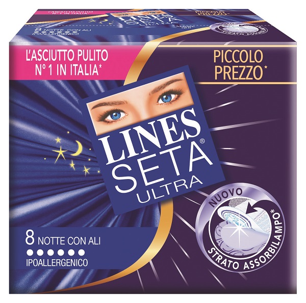 LINES SETA ULTRA ASSORBENTI CON ALI NOTTE 10 PEZZI - Farmadillo