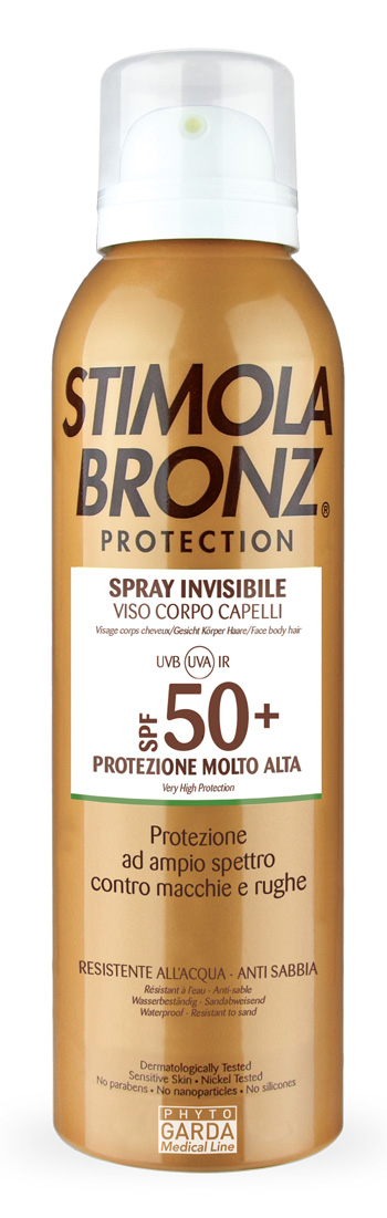STIMOLABRONZ PROTECTION SPF50+ SPRAY INVISIBILE VISO CORPO CAPELLI 150 ML - Farmadillo