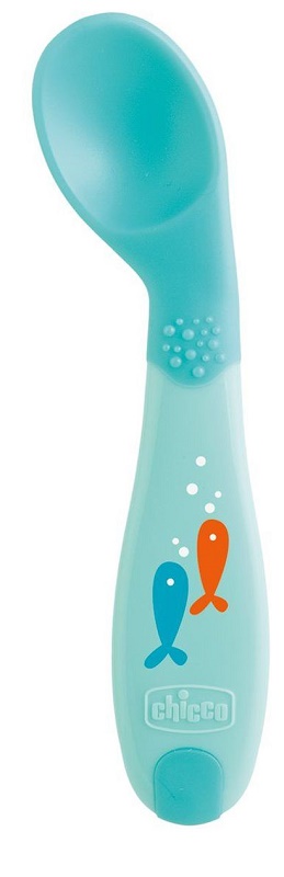 CHICCO CUCCHIAIO ANGOLATO 8M+ AZZURRO - Farmadillo