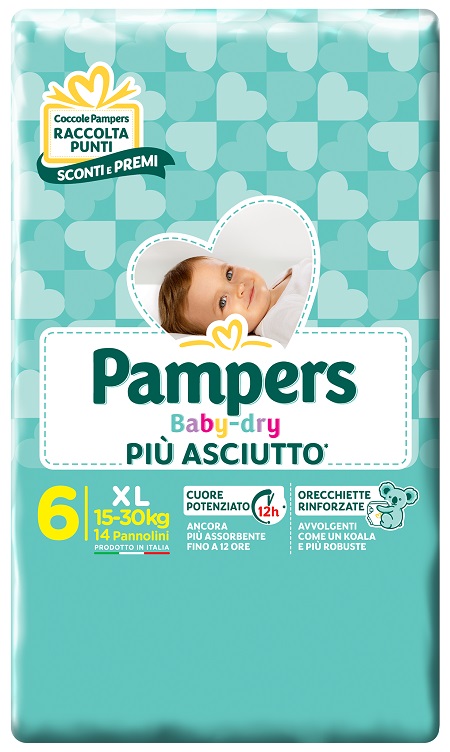 PAMPERS BABY DRY DWCT XL 14 PEZZI - Farmadillo