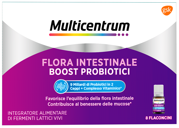 MULTICENTRUM FLORA INTESTINALE BOOST PROBIOTICI 8 FLACONCINI - Farmadillo