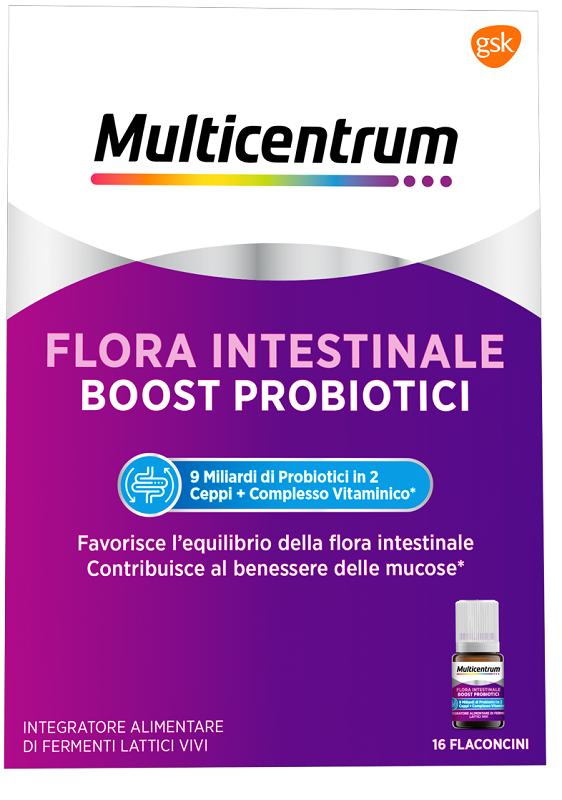 MULTICENTRUM FLORA INTESTINALE BOOST PROBIOTICI 16 FLACONCINI - Farmadillo