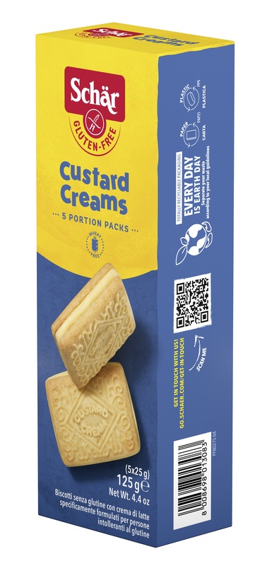SCHAR CUSTARD CREAM BISCOTTI CON CREMA DI LATTE 5 MONOPORZIONI DA 25 G - Farmadillo