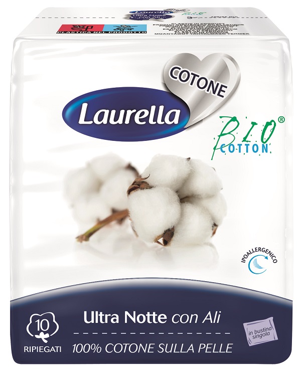 ASSORBENTE LAURELLA PER DONNA IN COTONE ULTRA ALI NOTTE 10 PEZZI - Farmadillo