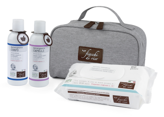 FIOCCHI DI RISO COFANETTO BAGNETTO 1 DETERGENTE CORPO 200 ML + 1 DETERGENTE CAPELLI 200 ML + SALVIETE ACQUA NON ACQUA 60 PEZZI + BEAUTY - Farmadillo