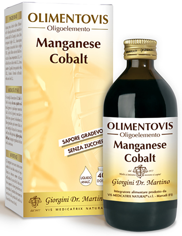 OLIMENTOVIS OLIGOELEMENTO MANGANESE COBALT LIQUIDO ANALCOLICO SENZA ZUCCHERI 200 ML 40 DOSI - Farmadillo