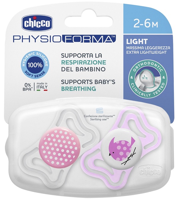 CHICCO SUCCHIETTO LIGHT GIRL SILICONE 2-6 MESI 2 PEZZI - Farmadillo