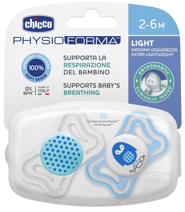 CHICCO SUCCHIETTO LIGHT BOY SILICONE 2-6 MESI 2 PEZZI - Farmadillo