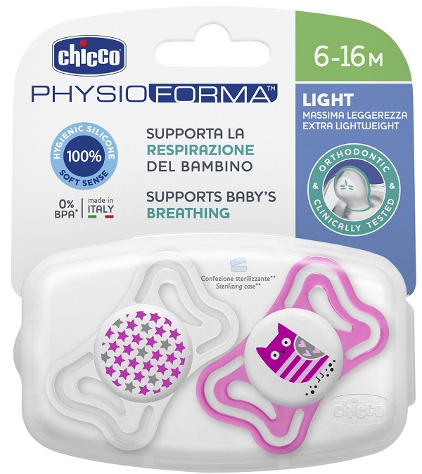CHICCO SUCCHIETTO LIGHT GIRL SILICONE 6-16 MESI 2 PEZZI - Farmadillo