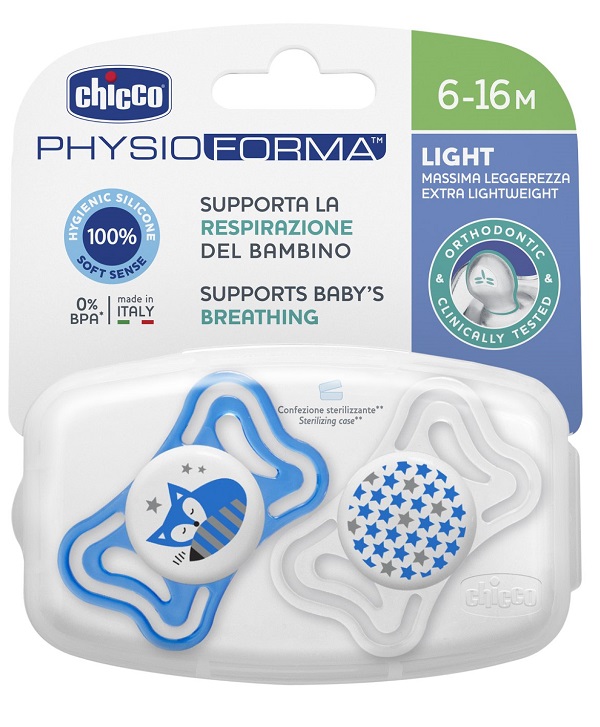 CHICCO SUCCHIETTO LIGHT BOY SILICONE 6-16 MESI 2 PEZZI - Farmadillo