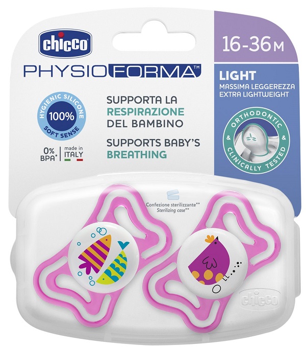 CHICCO SUCCHIETTO LIGHT GIRL SILICONE 16-36 MESI 2 PEZZI - Farmadillo