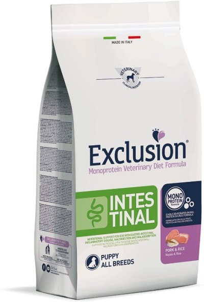 EXCLUSION MONOPROTEIN VETERINARY DIET FORMULA DOG INTESTINAL PUPPY PORK AND RICE ALL BREEDS 2 KG DRY - Farmadillo