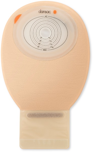 DANSAC NOVALIFE TRE 1 SACCA APERTA OPACA PIANA MIDI PER ILEOSTOMIA CON FINESTRA RITAGLIABILE 15-55X70 MM 420 ML 30 PEZZI - Farmadillo