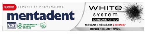 MENTADENT WHITE SYSTEM CHARCOAL 75 ML - Farmadillo