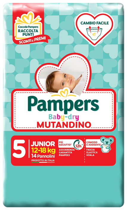 PANNOLINO A MUTANDINA PAMPERS BABY DRY JUNIOR SMALL PACK 14 PEZZI - Farmadillo