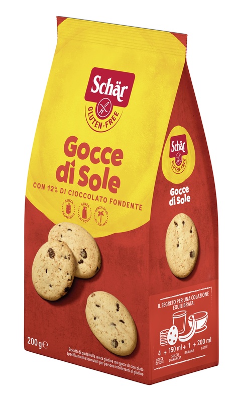 SCHAR GOCCE DI SOLE BISCOTTI DI PASTAFROLLA CON GOCCE DI CIOCCOLATO FONDENTE SENZA LATTOSIO 200 G - Farmadillo