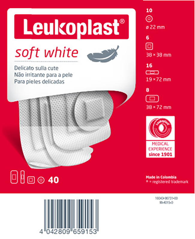 LEUKOPLAST SOFT WHITE 40 PEZZI ASSORTITI - Farmadillo