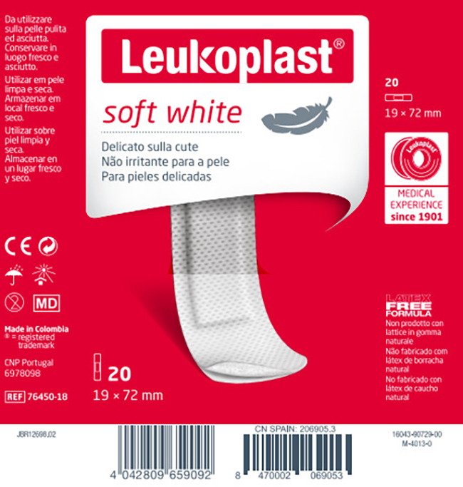 LEUKOPLAST SOFT WHITE 72 X 19 CM 20 PEZZI - Farmadillo