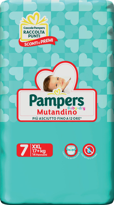 PAMPERS BABY DRY PANNOLINI A MUTANDINA TAGLIA XXL 14 PEZZI - Farmadillo