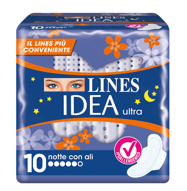 IDEA ULTRA ASSORBENTE NOTTE CON ALI 10 PEZZI - Farmadillo