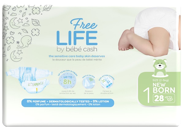 FREELIFE BY BEBECASH PANNOLINI NEW BORN TAGLIA 1 2-4 KG GIROVITA 30-41 CM 28 PEZZI - Farmadillo